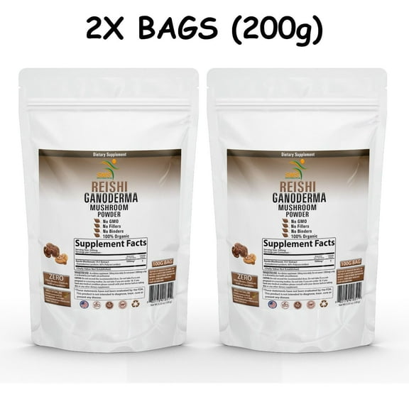 100% ORGANIC REISHI MUSHROOM 60% POWDER DETOX GROWN NONGMO USA VEGAN USP 200G