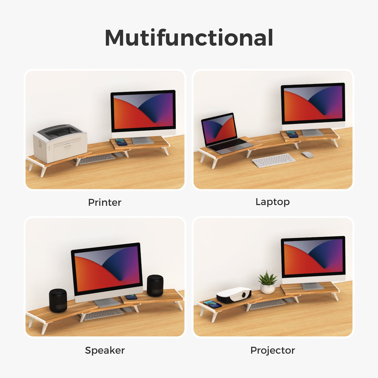 LOUKIN Dual Monitor Stand Riser for Desk, 17.32"*9.84" Large Computer Stand for 2 Monitors With Length&Angle Adjustable
