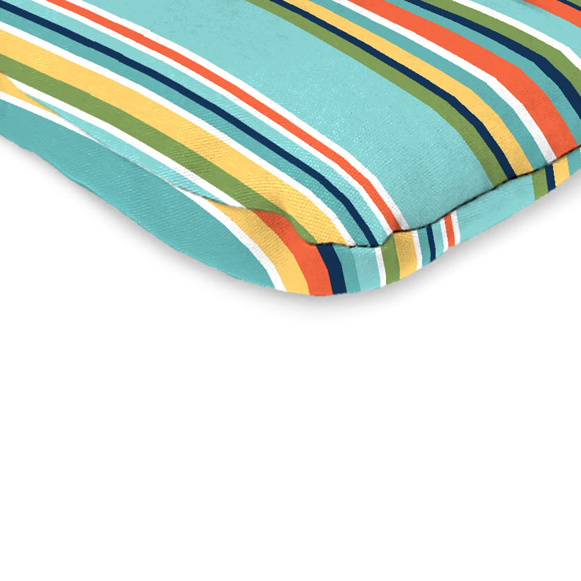 Jordan Manufacturing 38" x 21" Mamba Pelican Turquoise Stripe Rectangular Outdoor Wrought Iron Chair Cushion with Ties and Hanger Loop