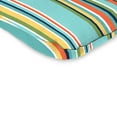 thumbnail image 5 of Jordan Manufacturing 38" x 21" Mamba Pelican Turquoise Stripe Rectangular Outdoor Wrought Iron Chair Cushion with Ties and Hanger Loop, 5 of 13