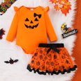 thumbnail image 5 of JIAYUE Baby Girls 2 Piece Halloween Outfits Ruffle Shoulder Long Sleeve Bodysuit And Bow Decor Skirt For Holiday Theme Parties,9-12 Months, 5 of 8