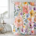 thumbnail image 4 of Watercolor Floral Bathroom Shower Curtains with 12 Hooks Polyester Waterproof Shower Curtain for Stalls and Bathtubs Blooms Flowers Bright Wildflowers Decorative Bathroom Privacy Curtain 54x78 Inches, 4 of 8