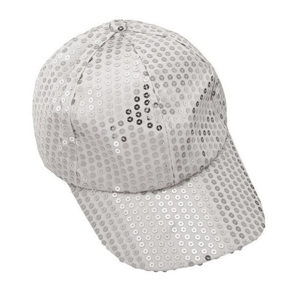 New Fashion Unisex Pure Color Sequined Hats Baseball Caps Silver One Size