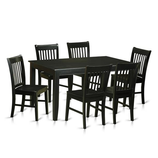 Wood Seat Dining Room Table Set Kitchen Table 6 Chairs 44 Black 7 Piece Walmart Com Walmart Com