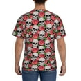 thumbnail image 3 of Bixox Men's Skull and Roses Printed Short Sleeve Skinny Athletic T-Shirt, 3 of 6