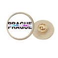 thumbnail image 1 of Urban Electric Wave Prague Building Round Metal Golden Pin Brooch Clip, 1 of 3
