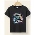 thumbnail image 2 of "2nd GRADE LEVEL UNLOCKED" Trendy Gamepad Print T-shirt- Engaging Visuals, Casual Short Sleeve T-Shirts For Boys - Cool, Lightweight And Comfy Summer Clothes!, 2 of 7