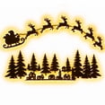 thumbnail image 2 of Illuminated Wooden Reindeer Sleigh Wall Decor, Press-To-Light Christmas Decoration, Brown Wood 59 Inch, Modular DIY Display for Home and Holiday Wall Hanging, 2 of 8