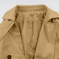 thumbnail image 6 of YFNNUP Women's Plus Size Trench Coat Lapel Double Breasted Windbreaker Jacket Solid Casual Cropped Overcoat, 6 of 7