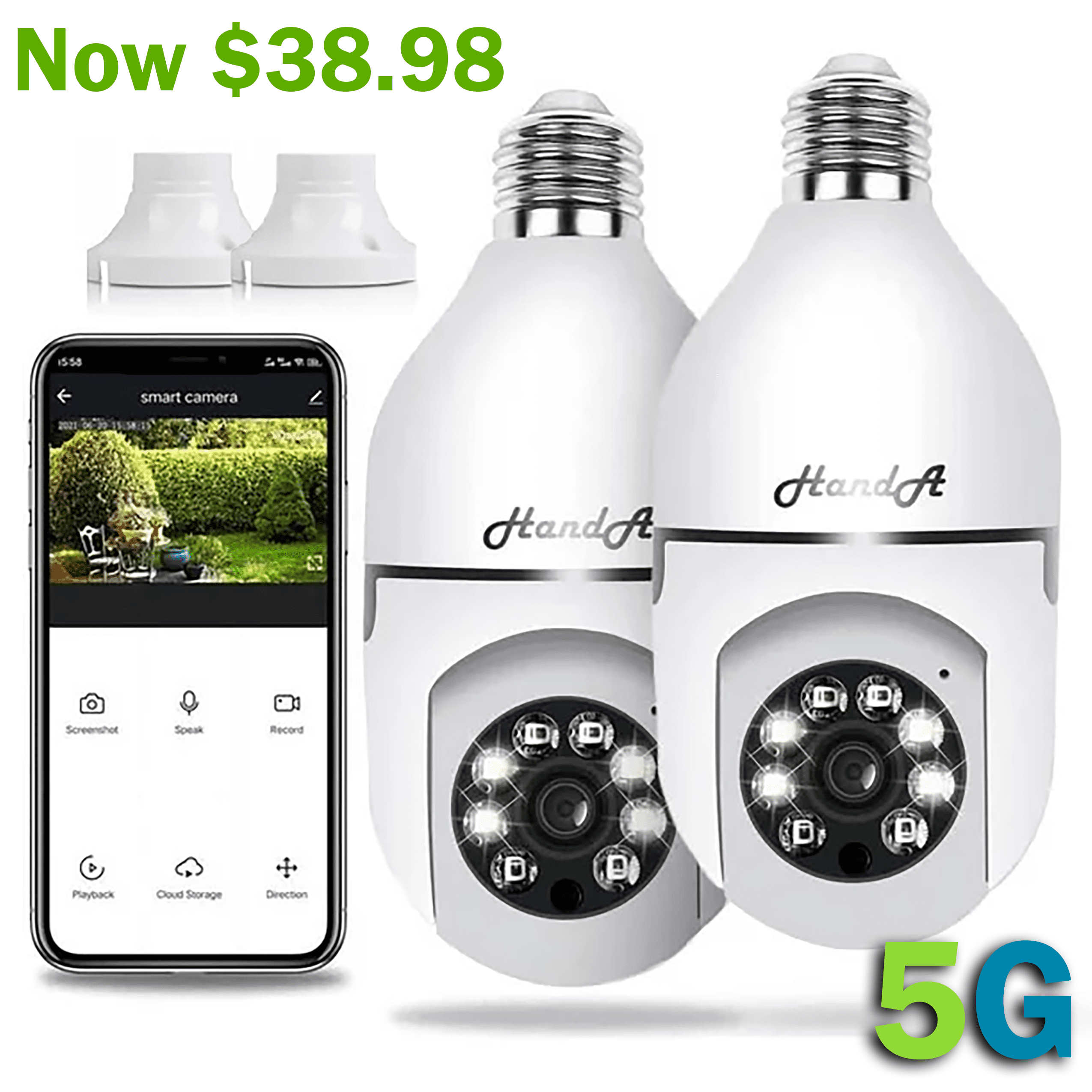 SamsMax LLC 5G 1080P Smart Wireless Security Light Bulb Camera 2 Pack