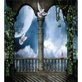 thumbnail image 3 of Dove Duvet Cover Set, Flying Peace Symbolizing White Birds in a Medieval Balcony at Night, Decorative 3 Piece Bedding Set with 2 Pillow Shams, King Size, Slate Blue and Dark Sepia, by Ambesonne, 3 of 3