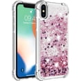 thumbnail image 3 of Compatible with iPhone X Case, iPhone Xs Case Glitter Luxury Cute Love Liquid Quicksand Clear Soft TPU Girls Women Stylish Bumper Shockproof Protective Case for iPhone X/Xs Rose Gold YB, 3 of 12