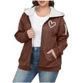 thumbnail image 3 of Rvasteizo Women's Plus Full Zip Fleece Hoodie Casual Fall Winter Solid Long Sleeve Oversized Top, 3 of 5