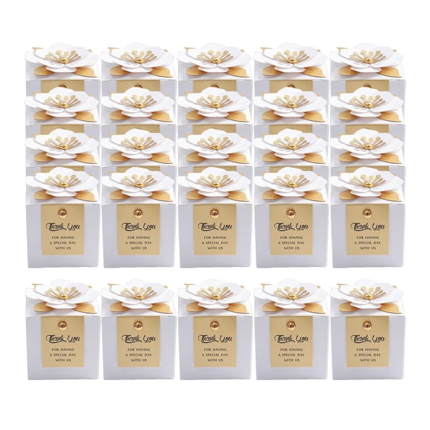 25 cajas de dulces cuadradas con flores creativas para bodas, fiestas, banquetes y bodas. estilo