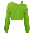 thumbnail image 5 of Womens Crop Sweatshirts Long Sleeve Cold Shoulder Pullover Loose Solid Color Workout Casual Strappy Tops (M, Green), 5 of 7