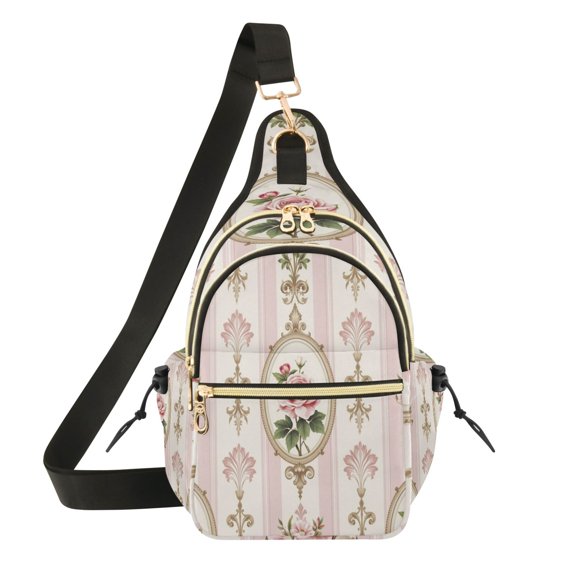 Women Crossbody Bag Fashion Pink-rose Printed Sling Bags Shoulder for Women