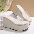 thumbnail image 7 of Rokment Women's Platform Wedges Dress Slip on Sandals Trendy Casual Open Toe Clear Band Chunky High Heels Beach Summer Heeled Walking Slides Slippers Beige Size 6.5, 7 of 7