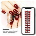 thumbnail image 5 of 24 Pcs Ongles Courts Ballerine Résistants aux Rayures Pointe Cercueil Courts Faux Ongles Colorés Style Français DIY Personnalité Unique Ongles Acryliques 2rouge Vin, 5 of 5
