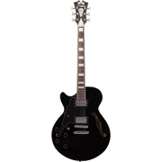 D'Angelico Premier SS Semi-Hollow Lefty Electric Guitar w/ Stop-Bar Tailpiece - Black