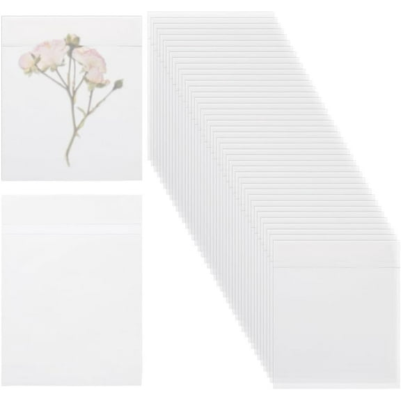 60pc Waxed Paper Storage Bags Rectangle White 13x9.2x0.01cm