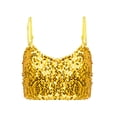 thumbnail image 1 of CHICTRY Kids Girls Sparkle Sequins Hip Hop Jazz Dance Tops V-Neck Crop Top Modern Dance Camisole Gold 8-12, 1 of 7