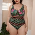 thumbnail image 4 of HaoXianJian Plus Size Women's Swimsuit 1 Piece Bodysuit Print Swimming Swimwear Suits V-Neck Bathing Suit Swim Suit Beach Suits 4X, 4 of 5