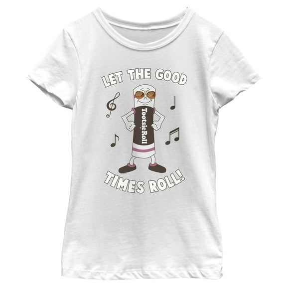 Girl's Tootsie Roll Let the Good Times Roll  Graphic Tee White Large