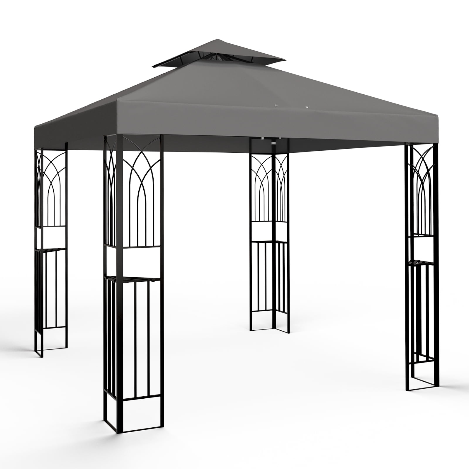 EAGLE PEAK 8 ft. x 8 ft. Outdoor Patio Gazebo with Double Roof,Gray