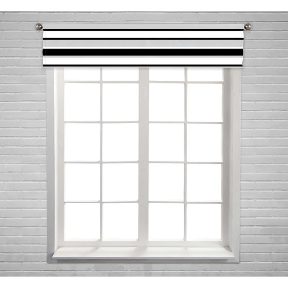 EREHome stripes black gray Window Curtain Valance Rod Pocket Size 54x12 Inch