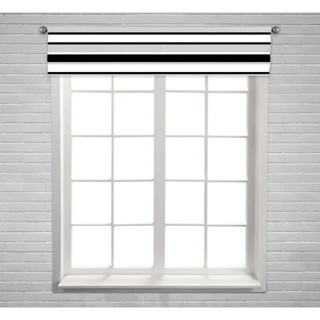 EREHome stripes black gray Window Curtain Valance Rod Pocket Size 54x12 Inch