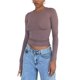 thumbnail image 2 of Mujeres de manga larga Camisetas ajustadas Crewneck Color sólido Athletic Slim Fit Outwear para correr Yoga Base Tees Nituyy Negro, azul, rosa, blanco. Top peplum de manga larga, 2 of 5