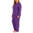 thumbnail image 6 of WAGUTH Plus Size 2 Piece Thermal Underwear Sets for Women Long Sleeve Round Neck Top & High Waist Pants Loose Fit Soft Loungewear Sets Purple,S, 6 of 8