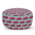 thumbnail image 1 of Cars Pouf Cover with Zipper, Vintage Red Vehicles Retro Sports Cars from Sixties Fifties Driving Speeding, Soft Decorative Fabric Unstuffed Case, 30" W X 17.3" L, Pink Slate Blue, by Ambesonne, 1 of 5
