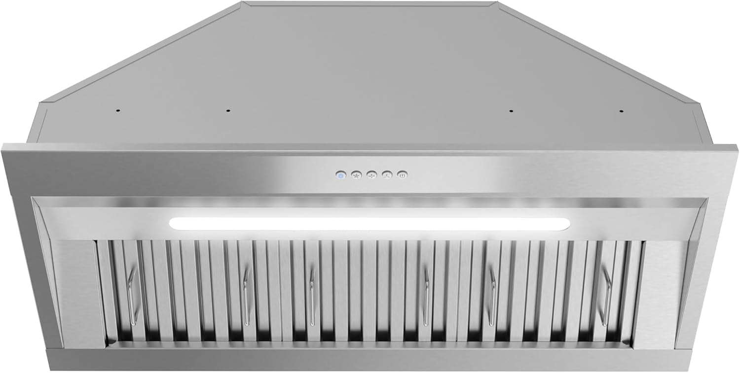 Streamline 34 in. Pescara Ducted Insert 350 CFM Range Hood in Brushed Stainless Steel with Baffle Filters, Electronic Button Control, LED Light