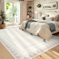 thumbnail image 6 of Garvee 8x10 Geometric Bordered Rug Solid Area Rug with Non Slip Backing, Washable Rug Soft Neutral Floor Mat for Living Room Bedroom Dining Room, Beige, 6 of 6