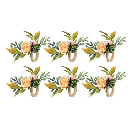 

Napkin Rings Set of 6 Flower Napkin Holders with Dinner Tables Rings for Wedding Party Christmas Holiday