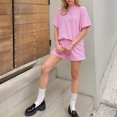 thumbnail image 4 of Carlikeit Casual Summer Matching Set for Women, Ribbed Short Sleeve Top and Shorts Outfit with Pockets, Loose Fit Cruise and Vacation Lounge Set, 4 of 6