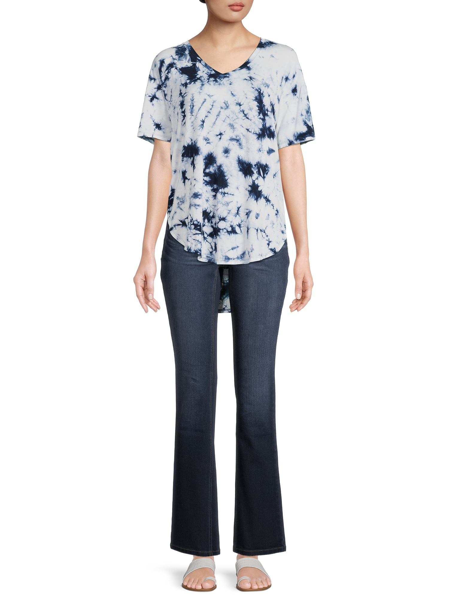 Time and Tru Women's V-Neck Tunic T-Shirt, 2-Pack