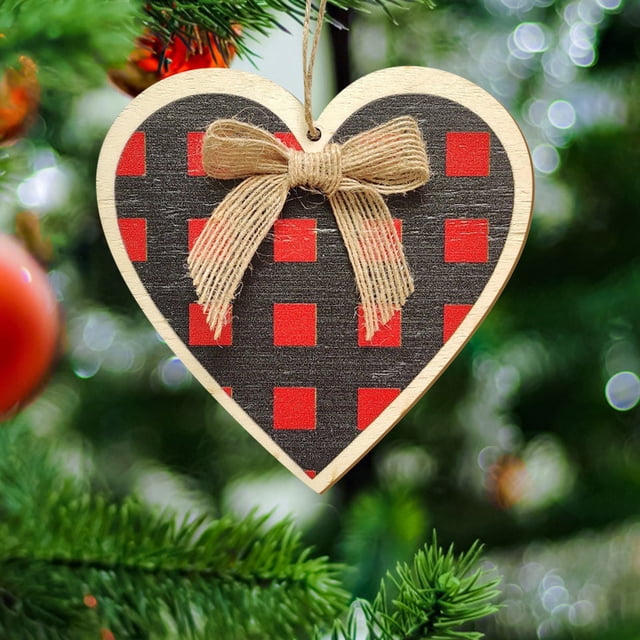 Adornos navideños rojos clsicos Decoracin para rbol de Navidad Colgante navideño de madera