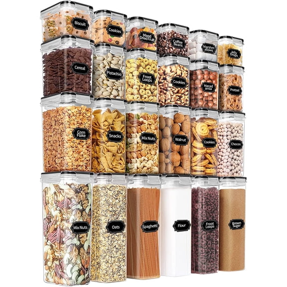Sxpopstore Praki Airtight Food Storage Containers 24 Pcs, Black