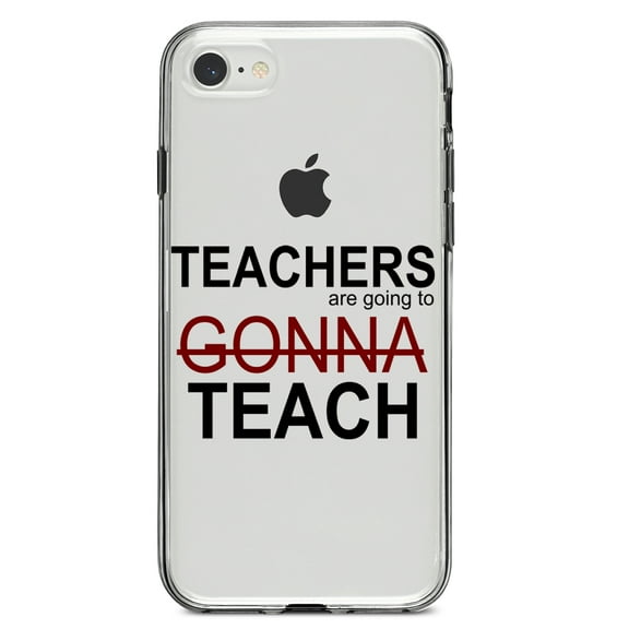 DistinctInk Clear Shockproof Hybrid Case for iPhone 7 8 SE (2020 Model) 4.7" Screen TPU Bumper Acrylic Back Tempered Glass Screen Protector - Teachers Gonna Teach