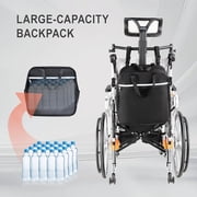 Mujocooker Reclining Wheelchair for Adults, Swing-Away Elevating Leg Rests and Flip-Back Arms, Heavy Duty Transport Wheelchair with High Back & Removable Headrest