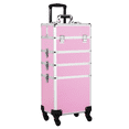 thumbnail image 1 of Yaheetech Aluminum Rolling Cosmetic Makeup Train Cases Trolley Professional Artist Organizer Box Kit, Pink, 1 of 1