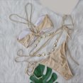 thumbnail image 4 of UTSJKR Women's Halter Shiny Crystal Bathing Suit Lace-up Cross Thong Brazilian Rhinestone Bikini Set Glitter Jeweled Swimsuit Khaki 6-8, 4 of 4