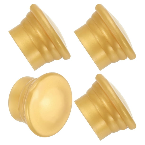 Extremos de barra de cortina Uxcell, 4 piezas de tapa de cabezal de riel de cortina de plástico, terminal de riel de cortina para varillas de 26-28 mm de diámetro, dorado
