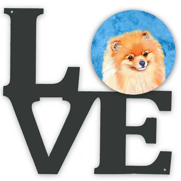 Blue Pomeranian Metal Wall Artwork LOVE