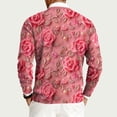 thumbnail image 5 of Fgvctg Valentine's Day Men's Ribbed Sweater Knit Crewneck Sweater Love Heart Print Fashion Pullover Slim Fit Long Sleeve Sweaters Lightweight Spring Clothes Hot Pink 3XL, 5 of 5