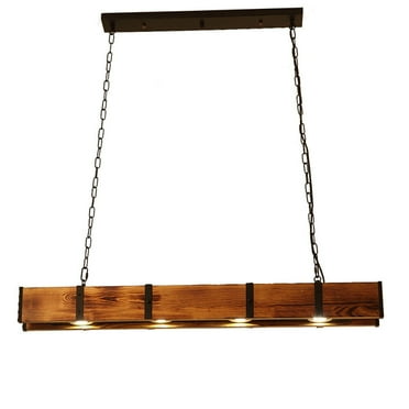 4 Lights Rustic Wood Chandelier Farmhouse Ceiling Lamp Pendant Hanging Light