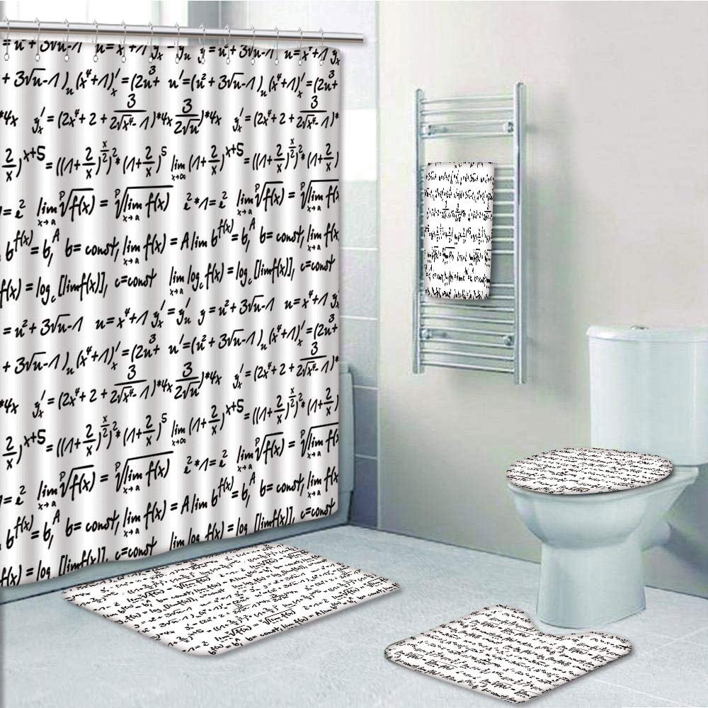 Erehome Algebra Symbols Function Arithmetic Trigonometry Science Proof 5 Piece Bathroom Set Shower Curtain Bath Towel Bath Rug Contour Mat And Toilet Lid Cover Walmart Canada