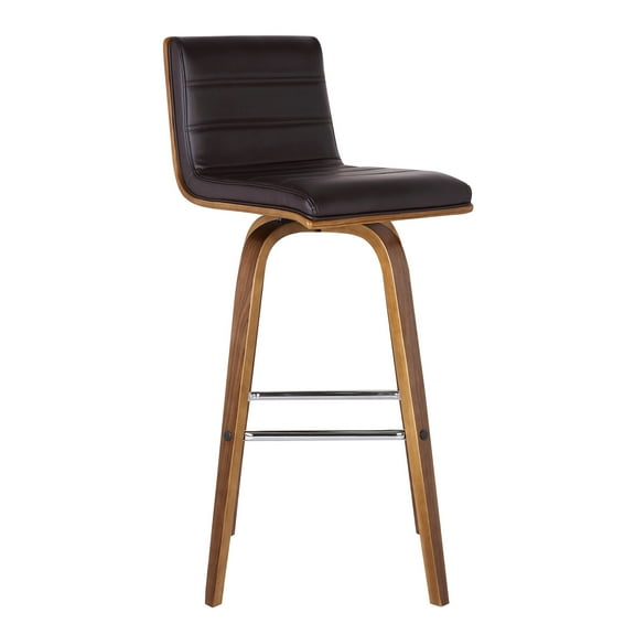 30â€ Brown Faux Leather Wooden Swivel Bar Stool